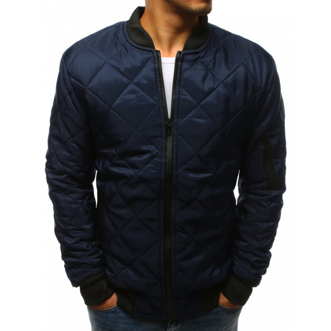 Navy blue men's quilted bomber jacket TX2217