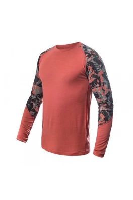 SENSOR MERINO IMPRESS pánské triko dl.rukáv terracotta/rush velikost XL