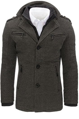 Men's gray herringbone coat CX0403