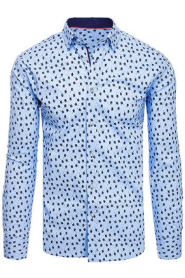 Blue men's shirt with patterns DX1882