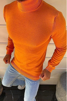 Sweter męski golf pomarańczowy WX1594