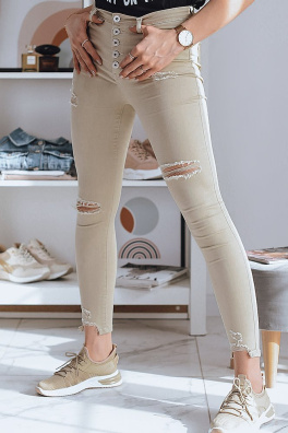 Spodnie damskie jeansowe VINNE beżowe UY0777