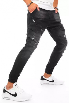 Spodnie męskie jeansowe typu bojówki czarne Dstreet UX3277