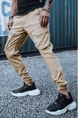 Spodnie męskie typu jogger beżowe Dstreet UX3300