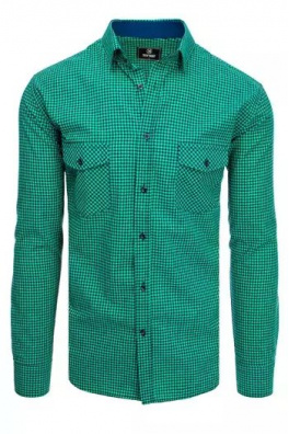 Koszula męska w drobną kratkę granatowo-zieloną Dstreet DX2118