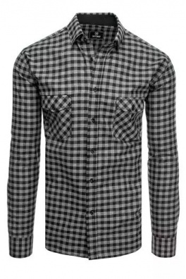 Koszula męska w kratkę czarno-szarą Dstreet DX2119