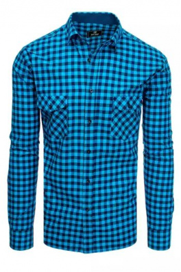 Koszula męska w kratkę niebiesko-granatową Dstreet DX2124