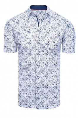 Koszula męska we wzory z krótkim rękawem biała Dstreet KX0969