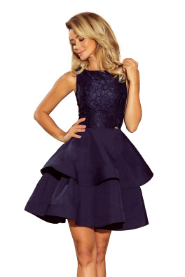 Dámské šaty s krajkou a rozšířenou sukní Numoco 205-3 - tmavě modrá