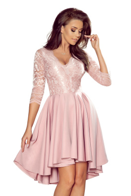 Elegantní dámské šaty s krajkou numoco 210-11 - pudrová růžová, 