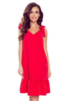 Dámské šaty s mašlemi na ramenou Numoco Rosita 306-1 - červená