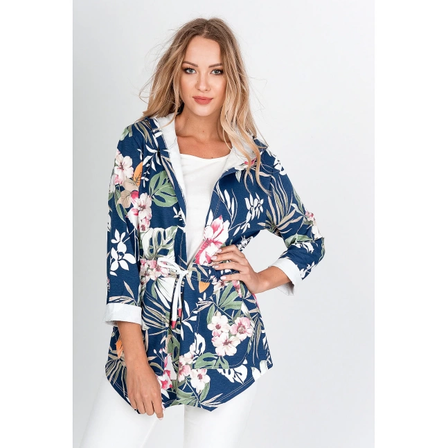 Luźna bluza narzutka motyw w kwiaty