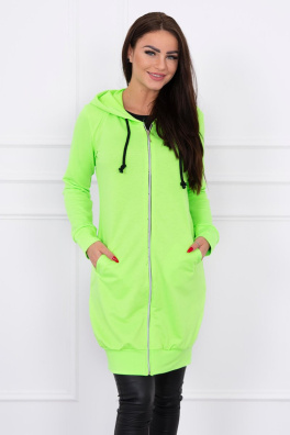 Hooded dress with a hood green neon