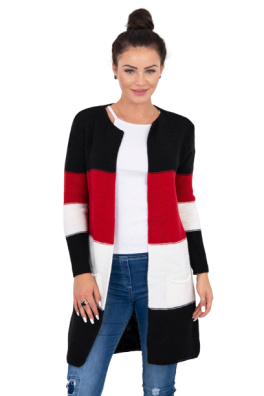 Sweater Cardigan in the straps black+red