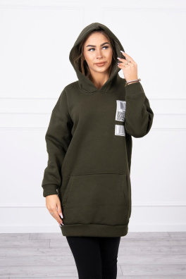 Hooded sweatshirt with patches khaki