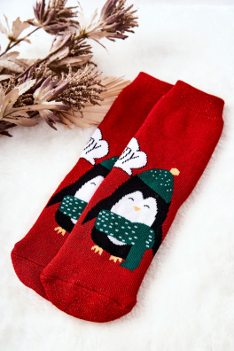 Ponožky Dětské lesklý tučňák červený