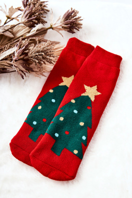Ponožky Dětské Vánoční stromek červený