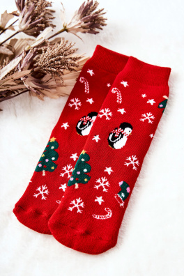 Ponožky Dětské Vánoční postavy červený