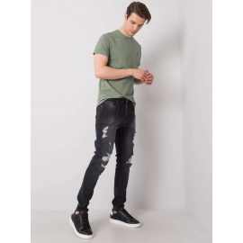 Czarne męskie spodnie jeansowe z przetarciami