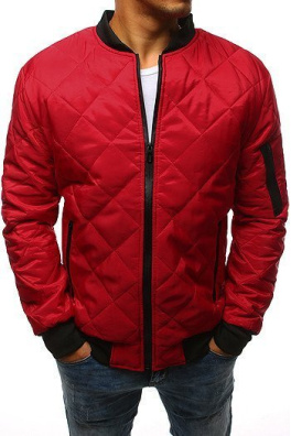 Red men's quilted bomber jacket TX2210