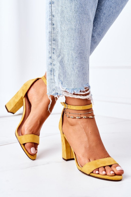 Suede High Heel Sandals Yellow Florence