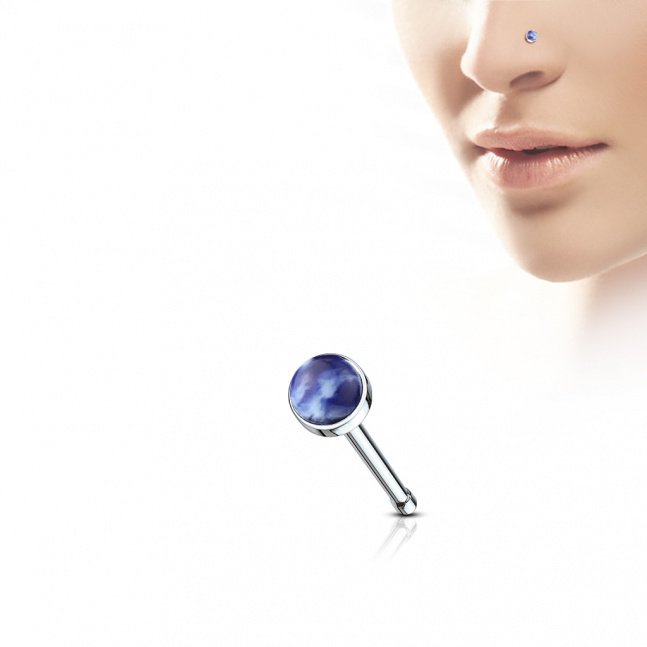 Piercing do nosu - solidatová modř 