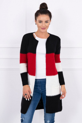 Sweater Cardigan in the straps black+red