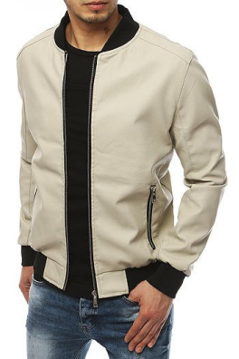 Ecru men's leather jacket TX3277