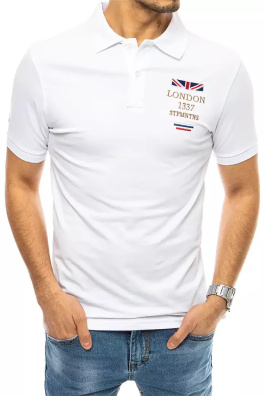 Koszulka polo z haftem biała Dstreet PX0436