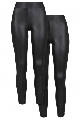 Ladies Synthetic Leather Leggings 2-Pack black+black