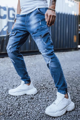 Spodnie męskie jeansowe typu bojówki niebieskie Dstreet UX3283