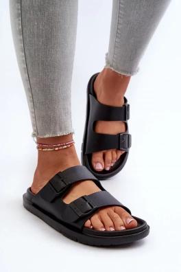 Lekkie Piankowe Klapki Damskie Z Klamrami Big Star NN274A750 Czarne