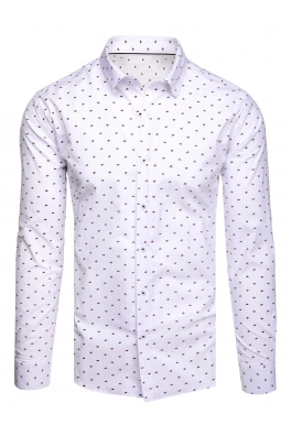Koszula męska we wzory z długim rękawem biała Dstreet DX2607