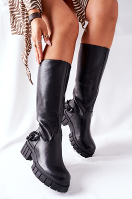 High black boots with chain Black Teardown 