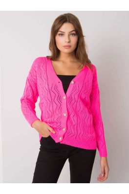 RUE PARIS Fluo różowy sweter na guziki