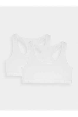 Dámská bavlněná podprsenka pro každodenní nošení 4F (2 Pack) - bílá