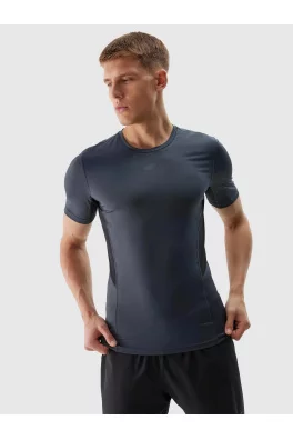 Pánské sportovní tričko slim z recyklovaných materiálů 4F - grafitové