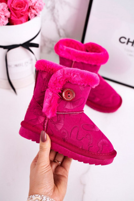 Children's Snow Boots With Fur And Button Fuchsia Kawai