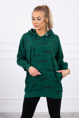 Bluza z napisami zielona