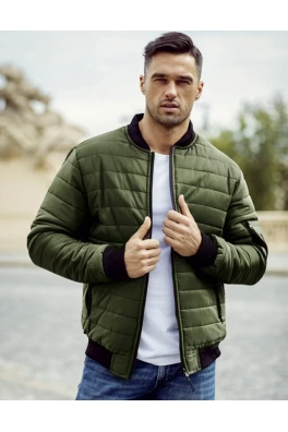 Kurtka męska pikowana bomber jacket zielona TX2211A