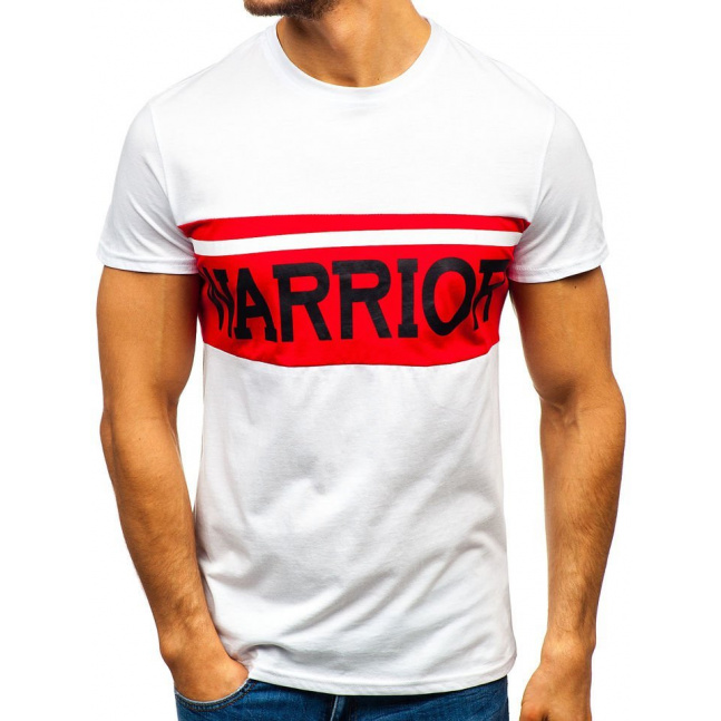 Pánské tričko s potiskem "Warrior" Denley 100701 - bílá,