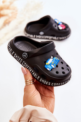Dětské lehké pantofle v rozkroku s ozdobou Černá Bertis