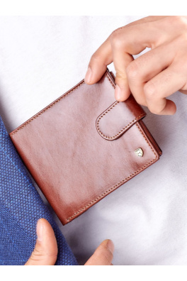 Elegancki brązowy skórzany portfel dla mężczyzn