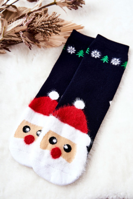 Christmas Cotton Socks Santa Claus Navy