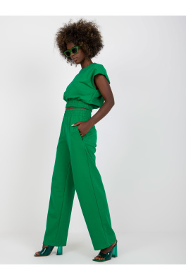 Zielony komplet basic ze spodniami z wysokim stanem RUE PARIS