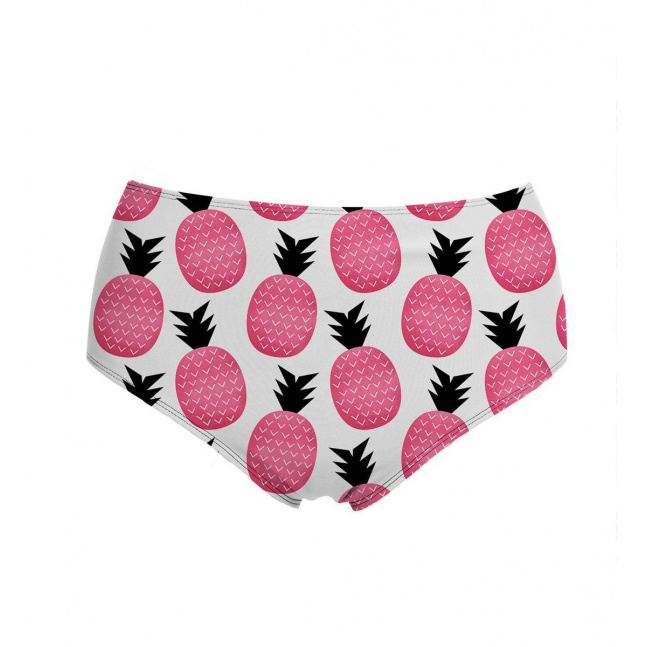 High Waisted Bikini Bottom Pink Pineapple