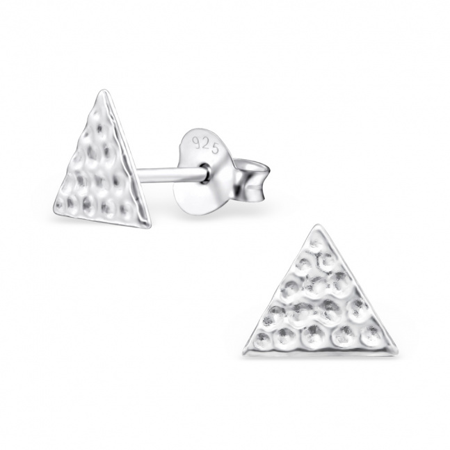 Stříbrné náušnice - dírkované trojúhelníčky