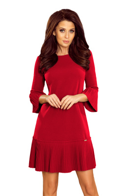 Dámské šaty s jemnými záhyby na rukávech a sukni Numoco 228-4 - červená