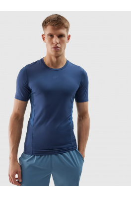 Pánské sportovní tričko slim z recyklovaných materiálů 4F - denim