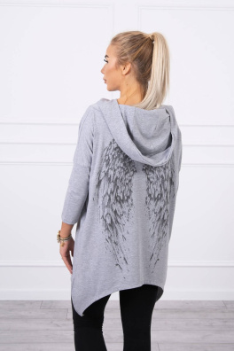 Sweatshirt with a print of wings gray